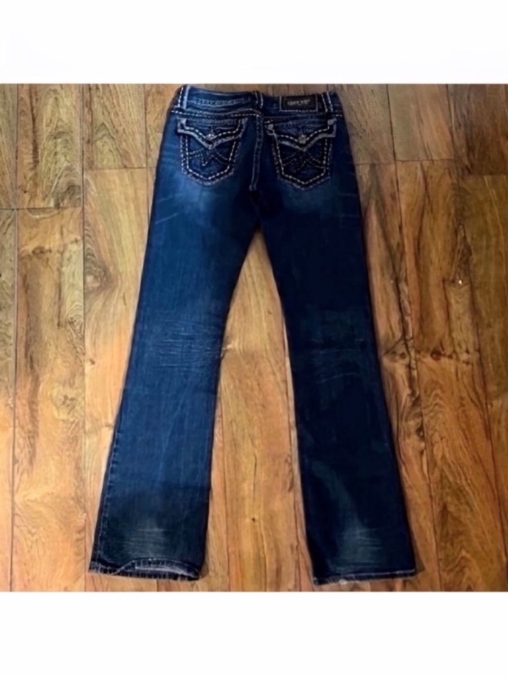 Gorgeous Miss Me Boot Jeans With Embellished Pockets 34” Inseam
